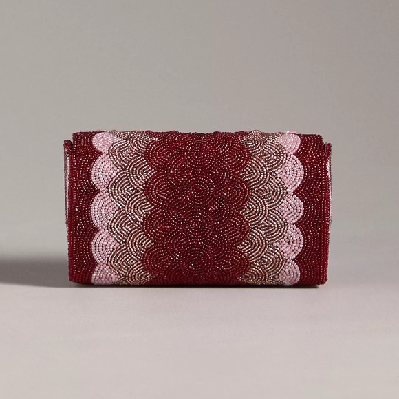 Anthropologie Beaded Petal Clutch RED/PINK New Never Worn! - Picture 2 of 9